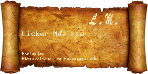 Licker Márta névjegykártya
